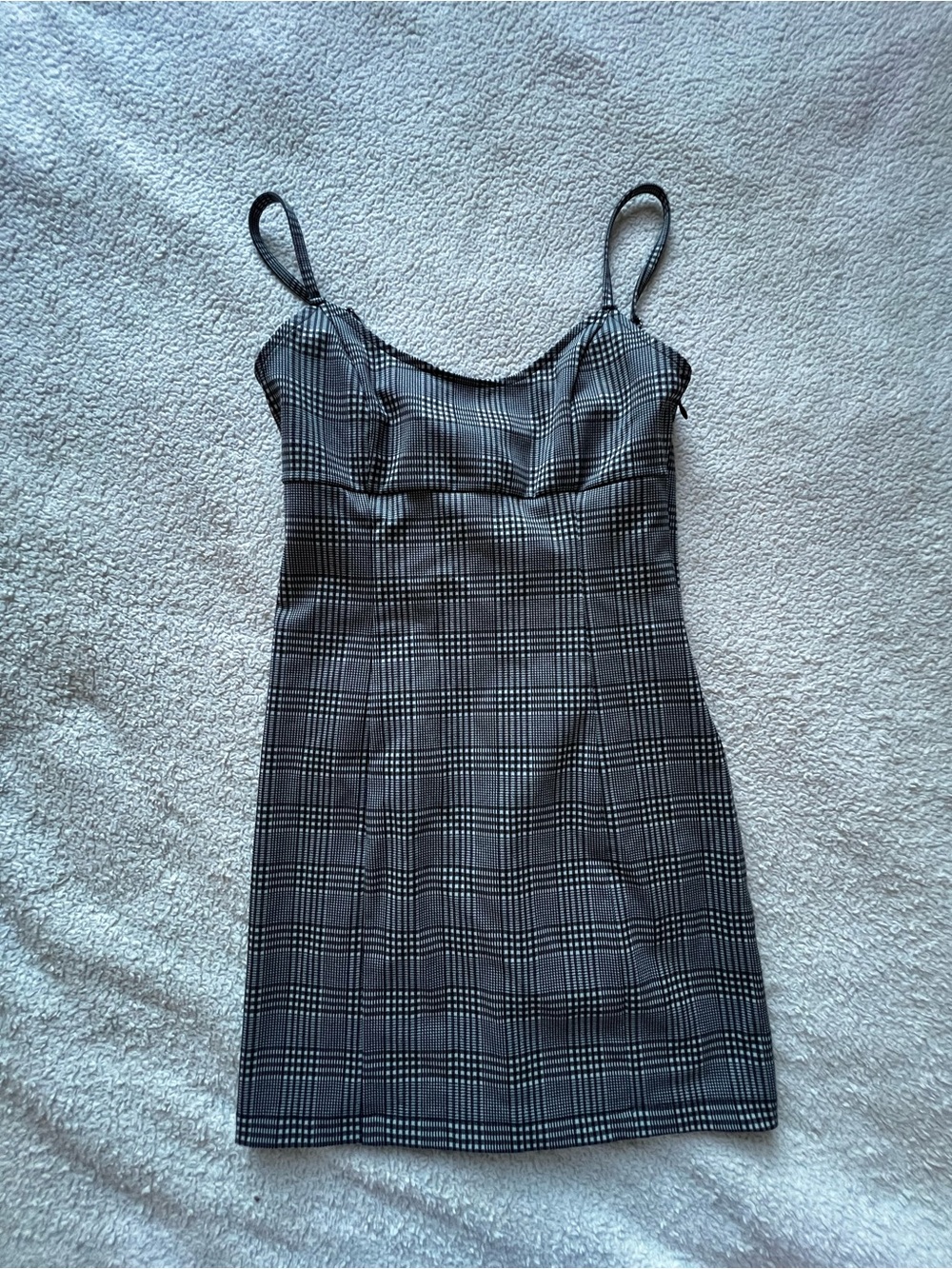 Forever 21 Black & Gray Plaid Spaghetti Strap Mini Dress